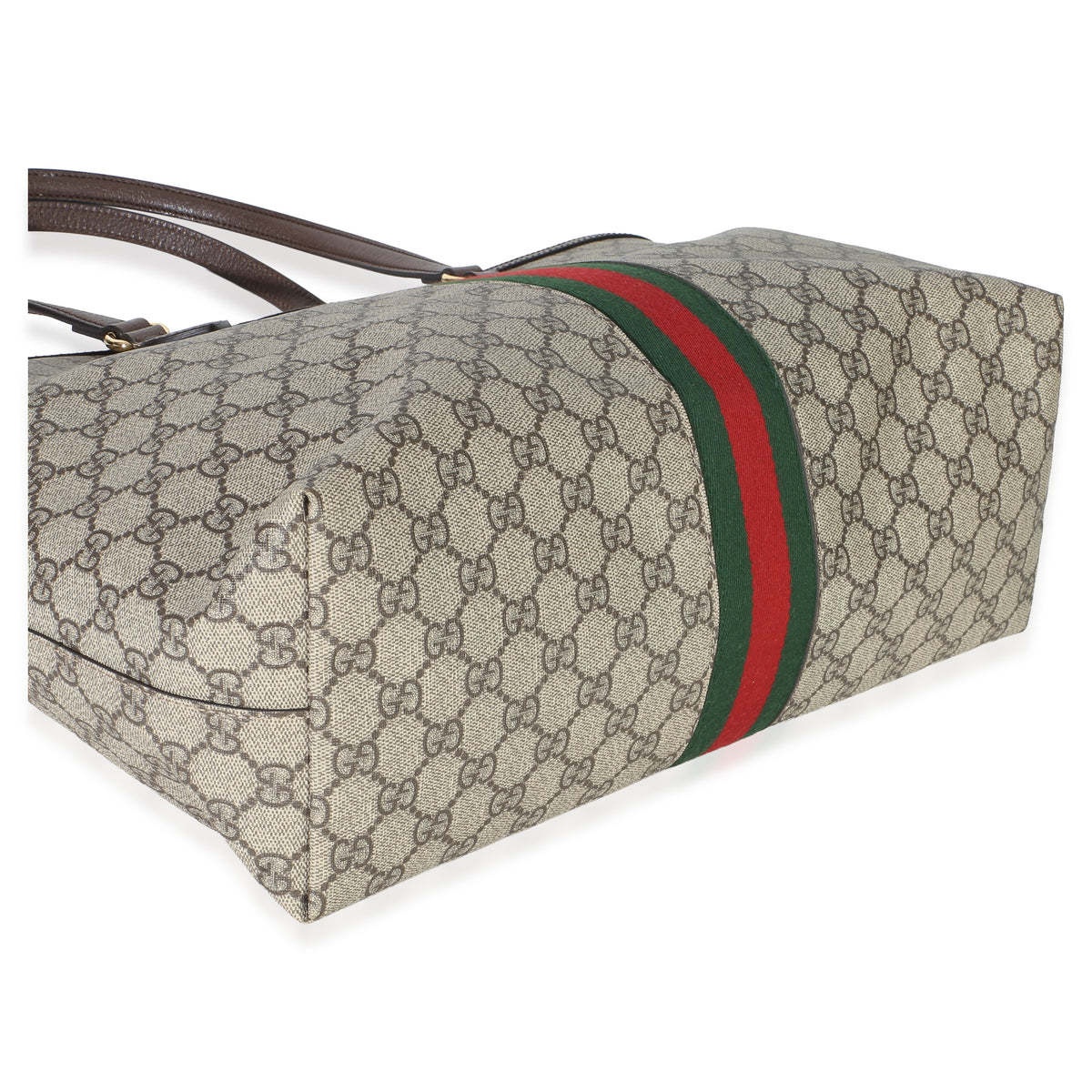 Gucci Beige GG Supreme Canvas Medium Ophidia Tote Handbag clasp