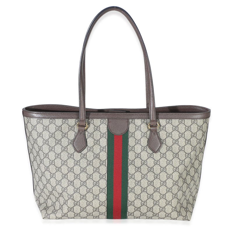 Gucci Beige GG Supreme Canvas Medium Ophidia Tote Handbag fv