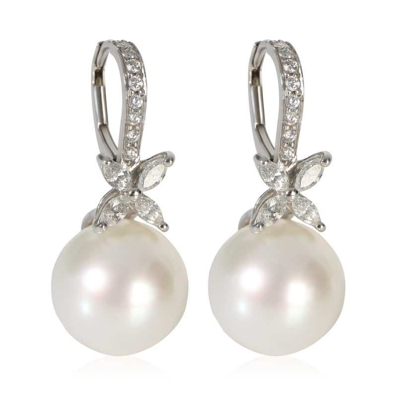 Tiffany & Co. Platinum Pearl and Diamond Victoria Earrings fv