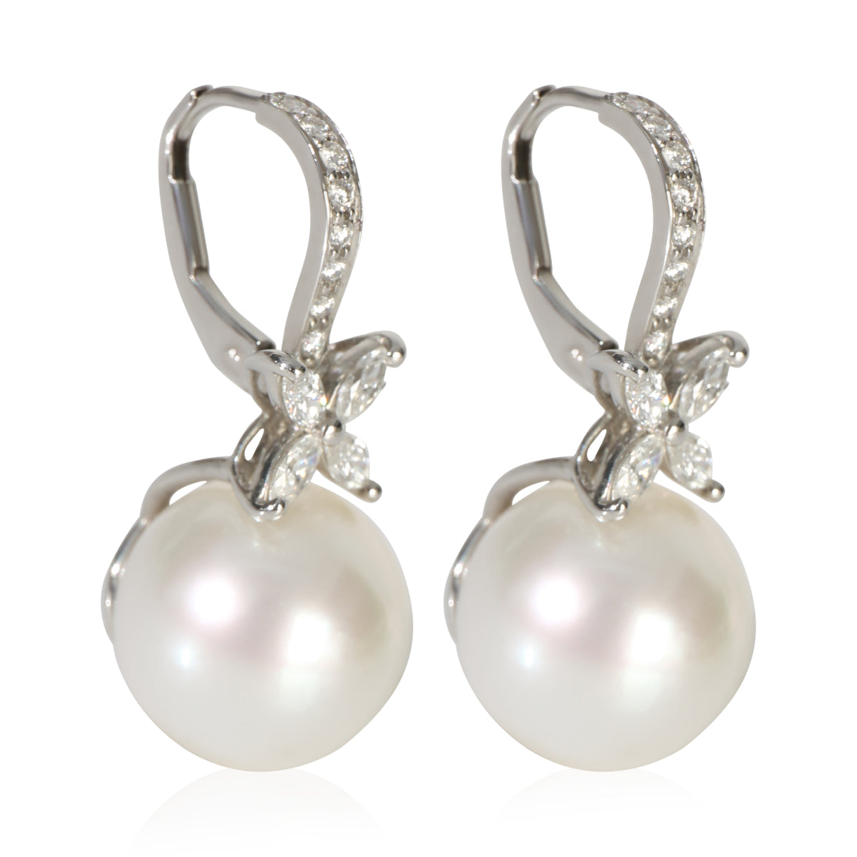 Tiffany & Co. Platinum Pearl and Diamond Victoria Earrings sv