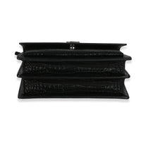 Saint Laurent Black Croc Embossed Calfskin Medium Monogram Sunset Bag Handbag 5