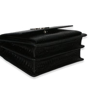 Saint Laurent Black Croc Embossed Calfskin Medium Monogram Sunset Bag Handbag 7