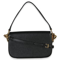 Prada Black Saffiano Lux Leather Embleme Flap Shoulder Bag Handbag bv