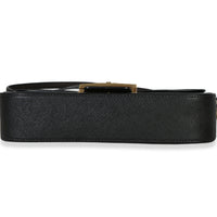 Prada Black Saffiano Lux Leather Embleme Flap Shoulder Bag Handbag stamp