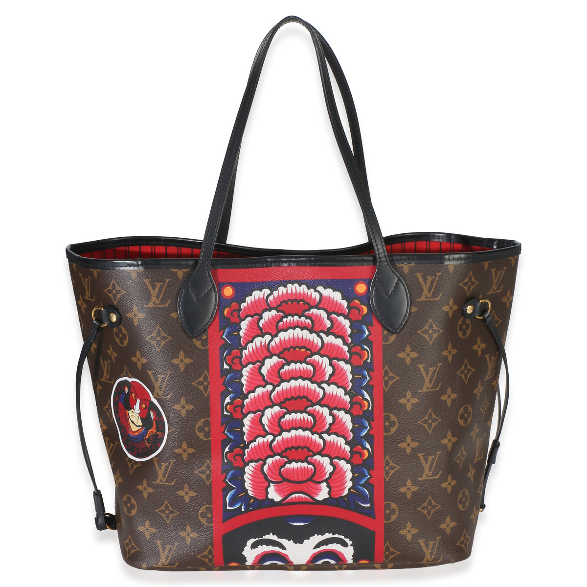 Louis Vuitton Red Multicolor Monogram Canvas Kabuki Neverfull MM Handbag bv