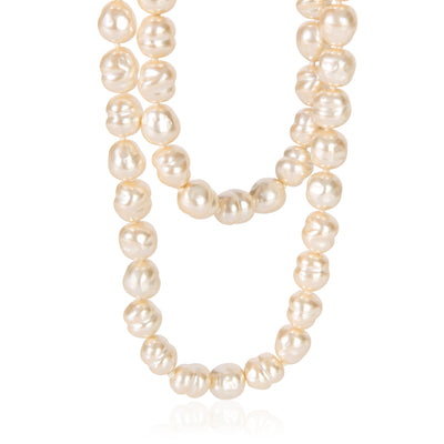 Chanel Gold Plated  Vintage 1981 Faux Baroque Pearl Necklace fv