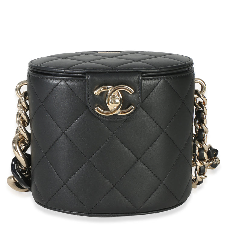 Chanel Black Quilted Lambskin Resin Elegant Chain Vanity Case Handbag id