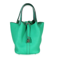 Hermès Vert Jade Menthe Clemence Matte Alligator Touch Picotin Lock 18 PHW Handbag fv