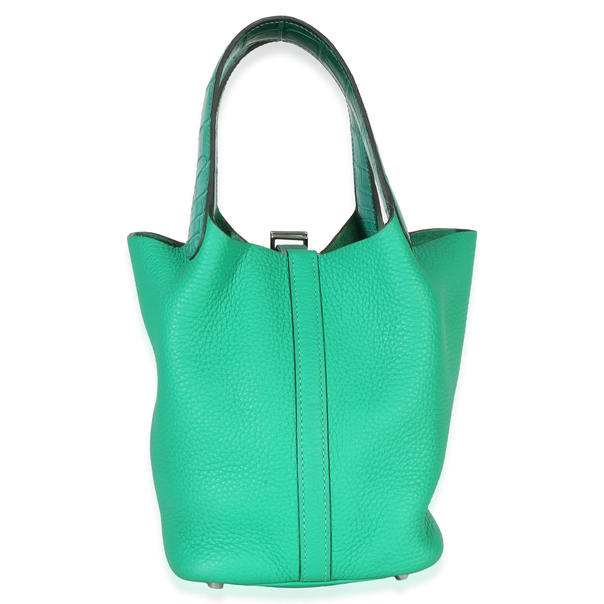 Hermès Vert Jade Menthe Clemence Matte Alligator Touch Picotin Lock 18 PHW Handbag pv