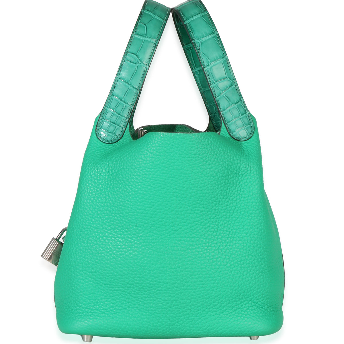 Hermès Vert Jade Menthe Clemence Matte Alligator Touch Picotin Lock 18 PHW Handbag sv
