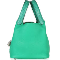 Hermès Vert Jade Menthe Clemence Matte Alligator Touch Picotin Lock 18 PHW Handbag sv