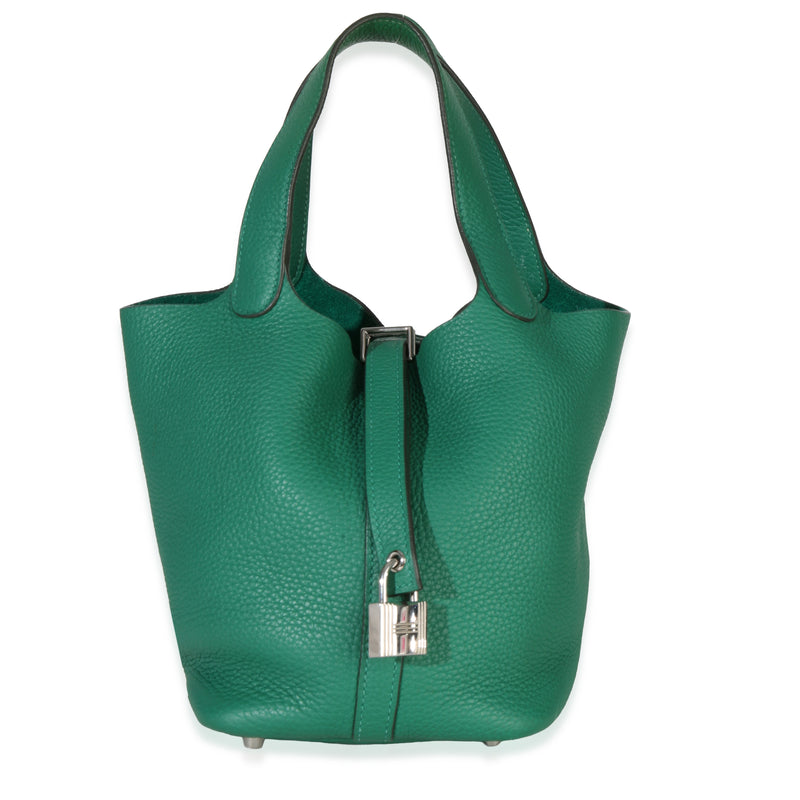 Hermès Vert Vertigo Clemence Picotin Lock 18 PHW Handbag fv