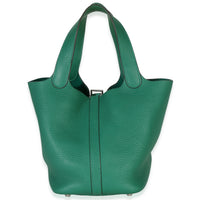 Hermès Vert Vertigo Clemence Picotin Lock 18 PHW Handbag pv