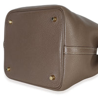Hermès Etoupe Clemence Picotin Lock 22 GHW Handbag box