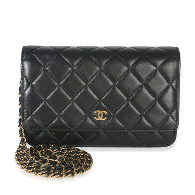 Chanel Black Quilted Lambskin Classic Wallet On Chain Handbag id