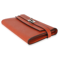 Hermès Brique Chevre Mysore Kelly Longue Wallet PHW Wallet box