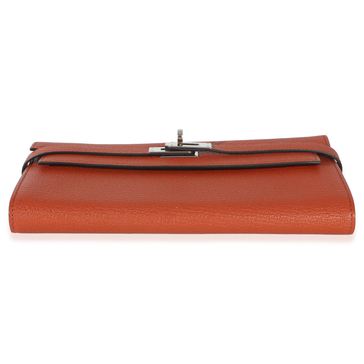 Hermès Brique Chevre Mysore Kelly Longue Wallet PHW Wallet stamp