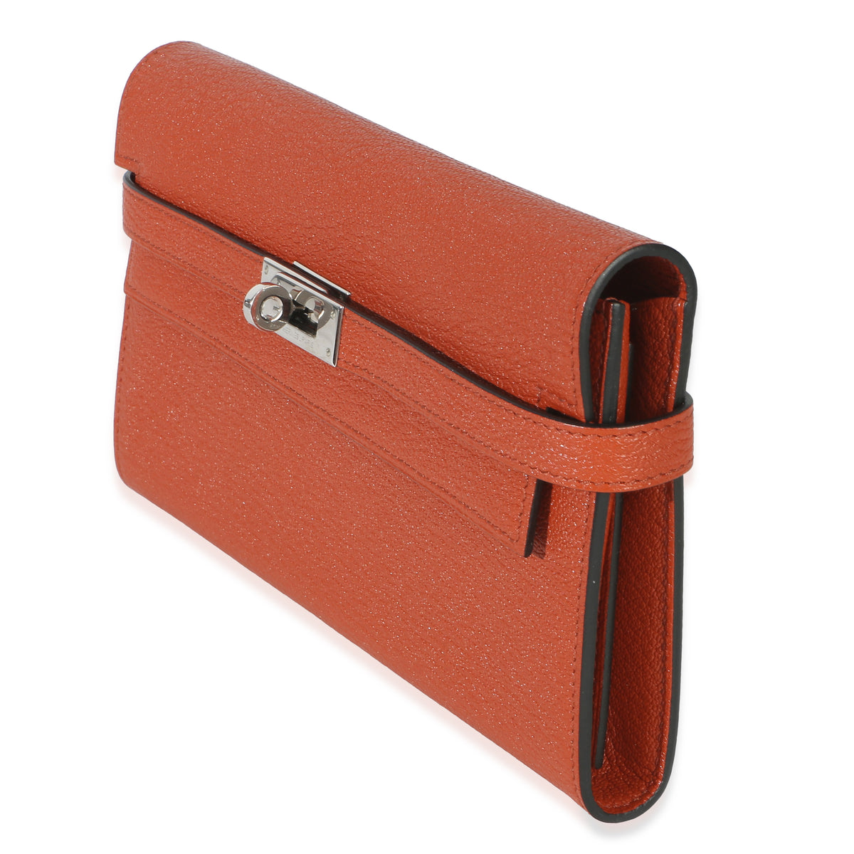 Hermès Brique Chevre Mysore Kelly Longue Wallet PHW Wallet sv