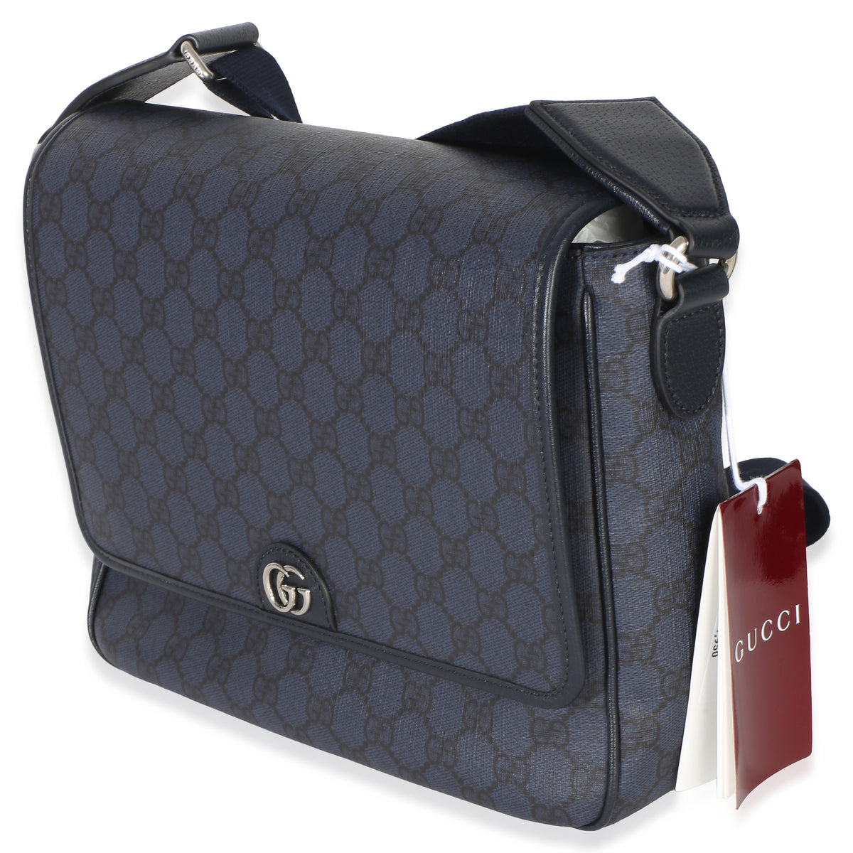 Gucci Blue Black Tender GG Supreme Dollar Calfskin Ophidia Messenger Bag Handbag 2