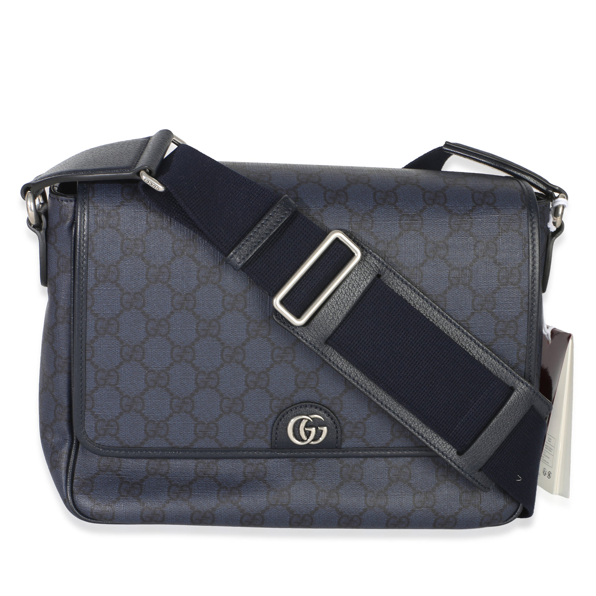 Gucci Blue Black Tender GG Supreme Dollar Calfskin Ophidia Messenger Bag Handbag fv