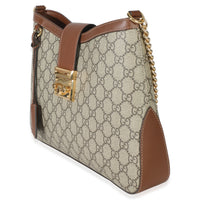 Gucci Beige Ebony GG Supreme Monogram Canvas Medium Padlock Shoulder Bag Handbag sv