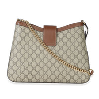 Gucci Beige Ebony GG Supreme Monogram Canvas Medium Padlock Shoulder Bag Handbag bv