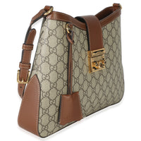Gucci Beige Ebony GG Supreme Monogram Canvas Medium Padlock Shoulder Bag Handbag pv