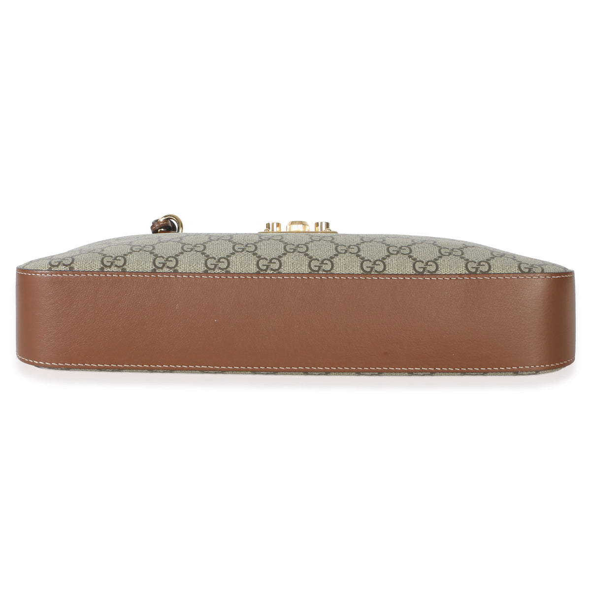 Gucci Beige Ebony GG Supreme Monogram Canvas Medium Padlock Shoulder Bag Handbag stamp