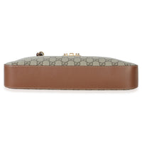 Gucci Beige Ebony GG Supreme Monogram Canvas Medium Padlock Shoulder Bag Handbag stamp