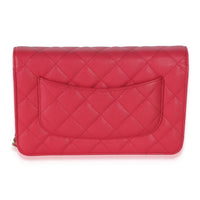 Chanel Dark Pink Quilted Caviar Wallet On Chain Handbag bv