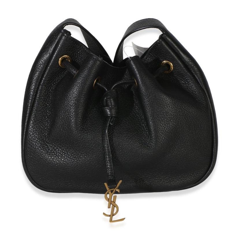 Saint Laurent Black Grained Calfskin Paris VII Mini Flat Hobo Handbag id