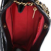 Chanel Black Quilted Shiny Crumpled Calfskin Small Wavy CC Hobo Handbag ad1