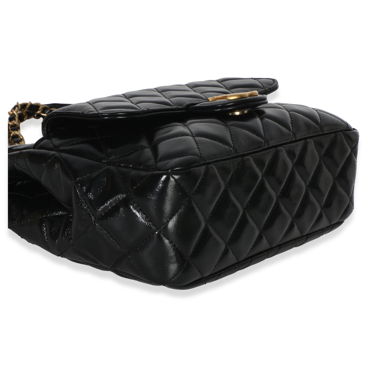 Chanel Black Quilted Shiny Crumpled Calfskin Small Wavy CC Hobo Handbag av
