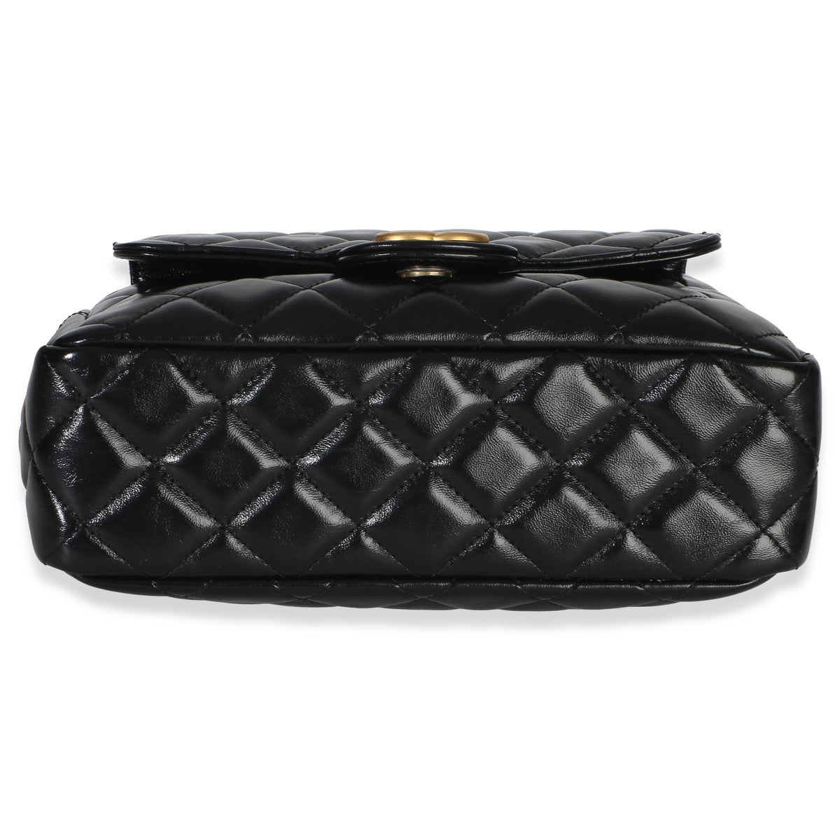 Chanel Black Quilted Shiny Crumpled Calfskin Small Wavy CC Hobo Handbag box