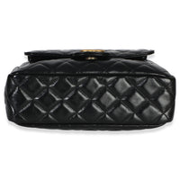 Chanel Black Quilted Shiny Crumpled Calfskin Small Wavy CC Hobo Handbag box