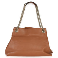 Gucci Brown Pebbled Calfskin Medium Soho Chain Tote Handbag bv