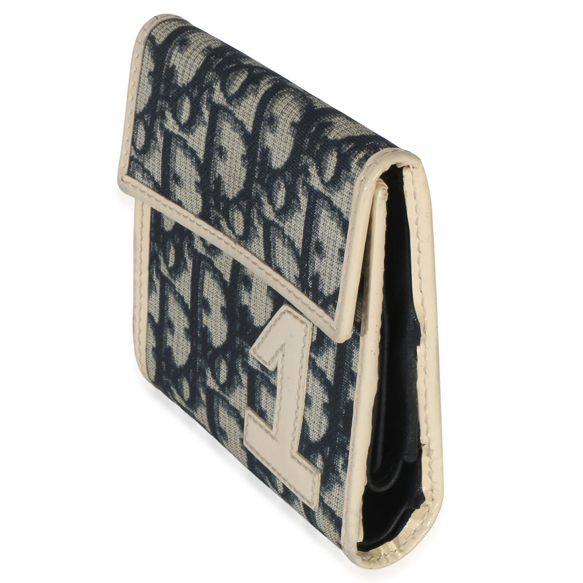 Christian Dior Vintage Blue White Diorissimo Canvas 1 Trifold Wallet Wallet 2