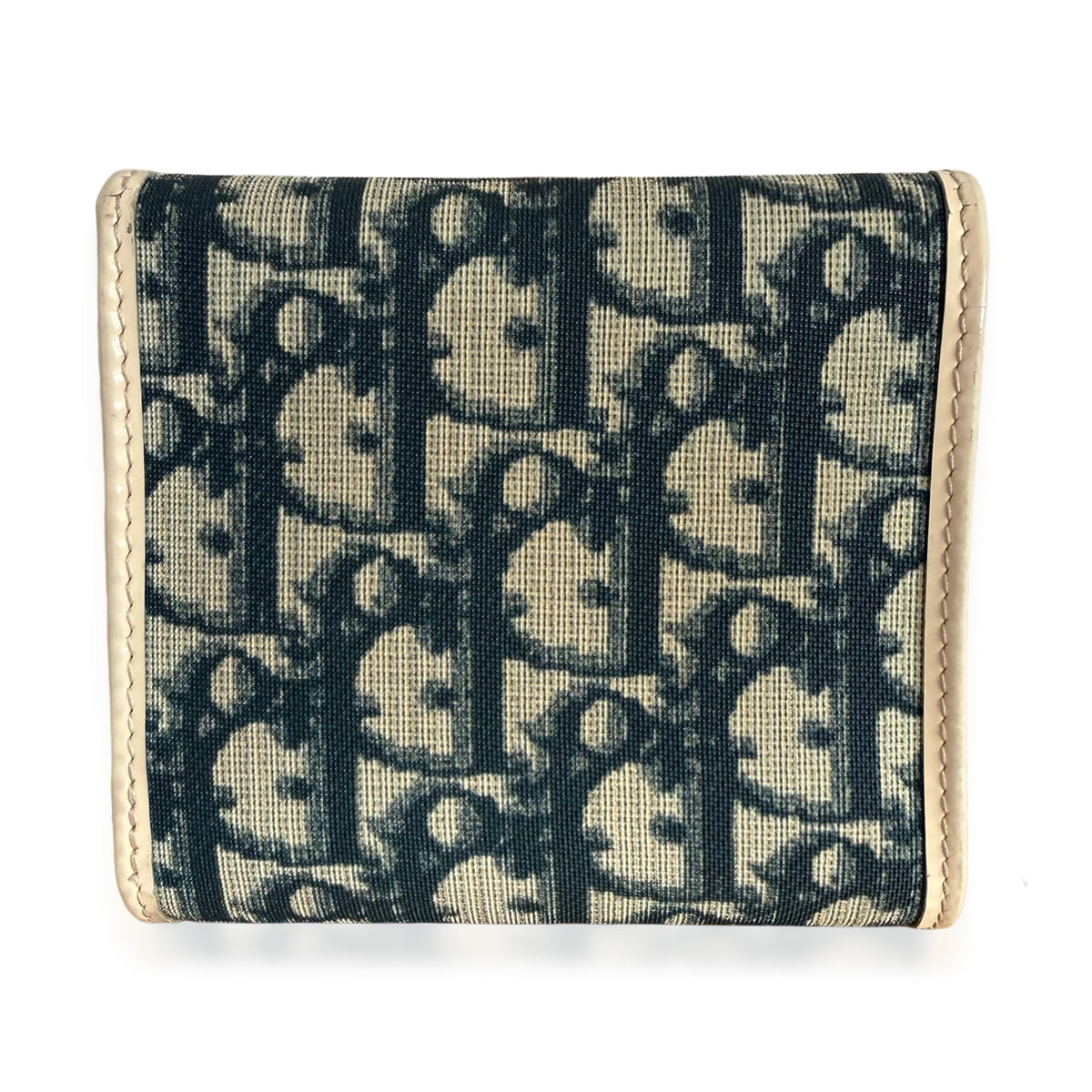 Christian Dior Vintage Blue White Diorissimo Canvas 1 Trifold Wallet Wallet bv
