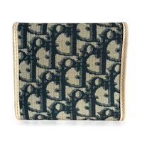 Christian Dior Vintage Blue White Diorissimo Canvas 1 Trifold Wallet Wallet bv