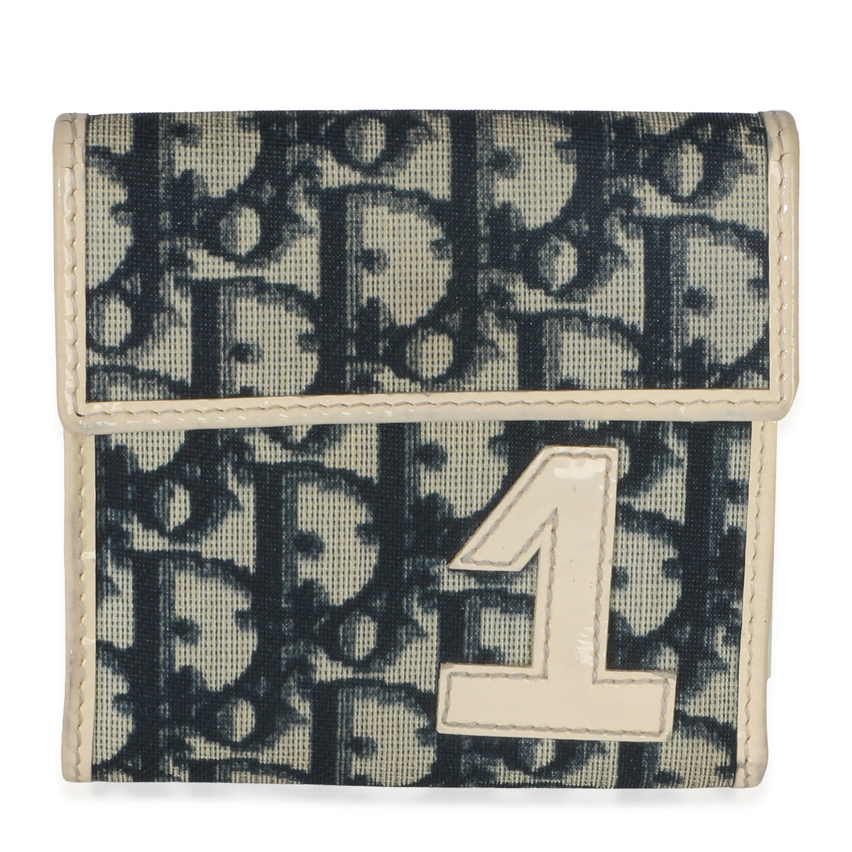 Christian Dior Vintage Blue White Diorissimo Canvas 1 Trifold Wallet Wallet fv