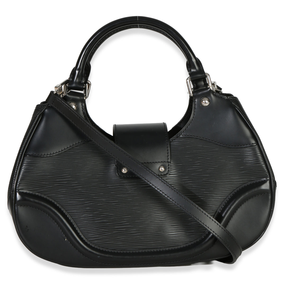 Louis Vuitton Black Epi Leather Montaigne Shoulder Bag Handbag stamp