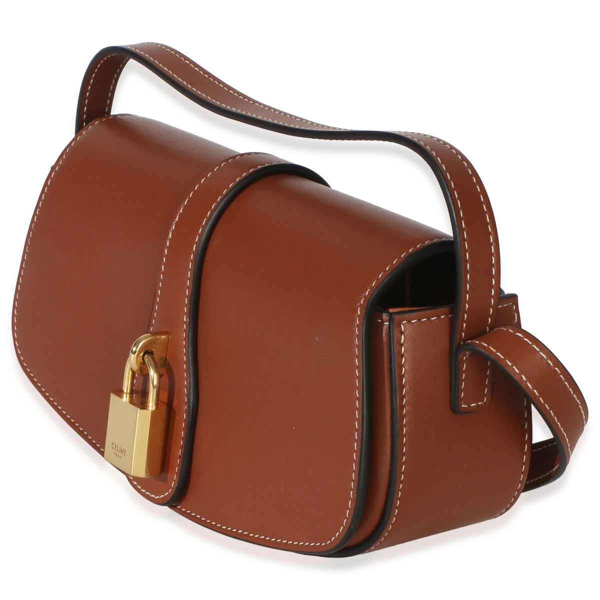 Celine Brown Smooth Calfskin Tabou Clutch On Strap Handbag 2