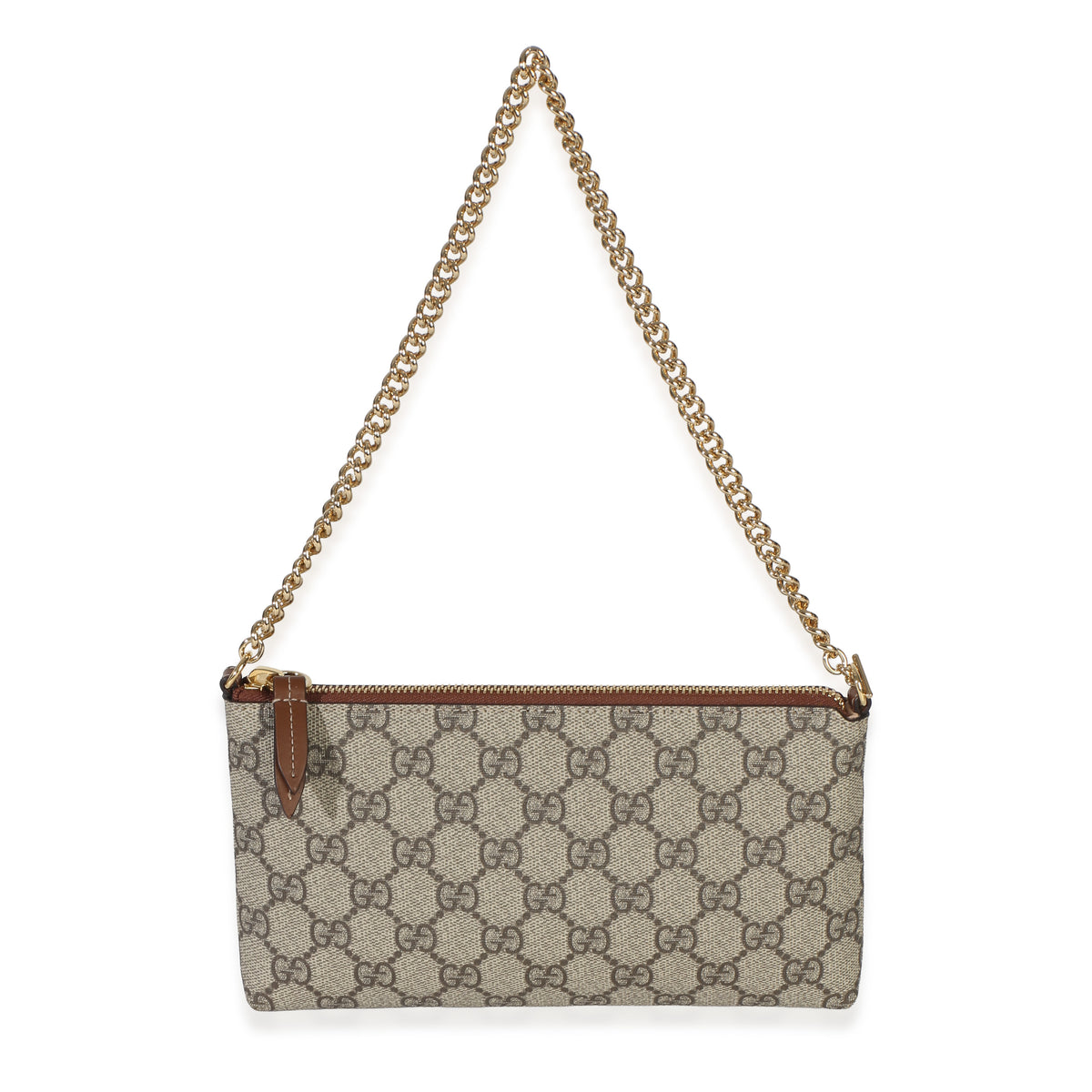 Gucci Beige GG Supreme Canvas Pochette With Chain Handbag id