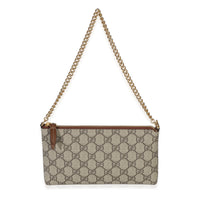 Gucci Beige GG Supreme Canvas Pochette With Chain Handbag id