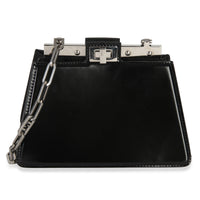 Fendi Black Patent Petite Peekaboo Cut Chain Shoulder Bag Handbag 4