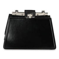 Fendi Black Patent Petite Peekaboo Cut Chain Shoulder Bag Handbag fv