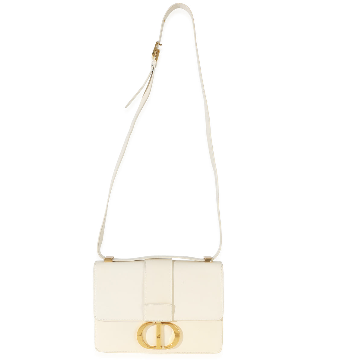 Christian Dior White Smooth Box Calfskin 30 Montaigne Flap Handbag 9