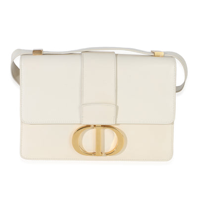 Christian Dior White Smooth Calfskin 30 Montaigne Flap Bag Handbag fv