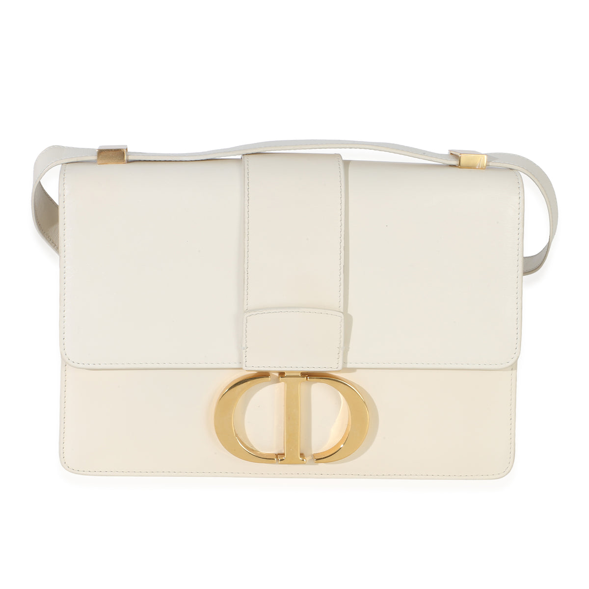 Christian Dior White Smooth Calfskin 30 Montaigne Flap Bag Handbag fv