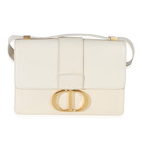 Christian Dior White Smooth Calfskin 30 Montaigne Flap Bag Handbag fv